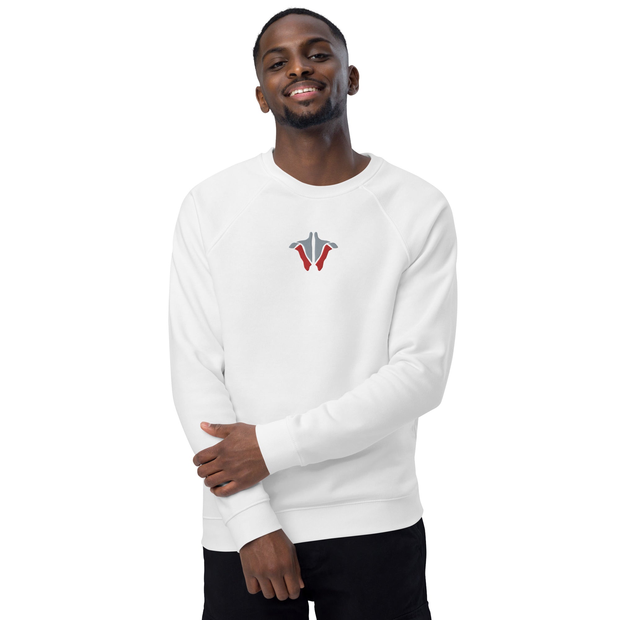 IOHA Embroidered Organic Cotton Raglan Sweater (White)