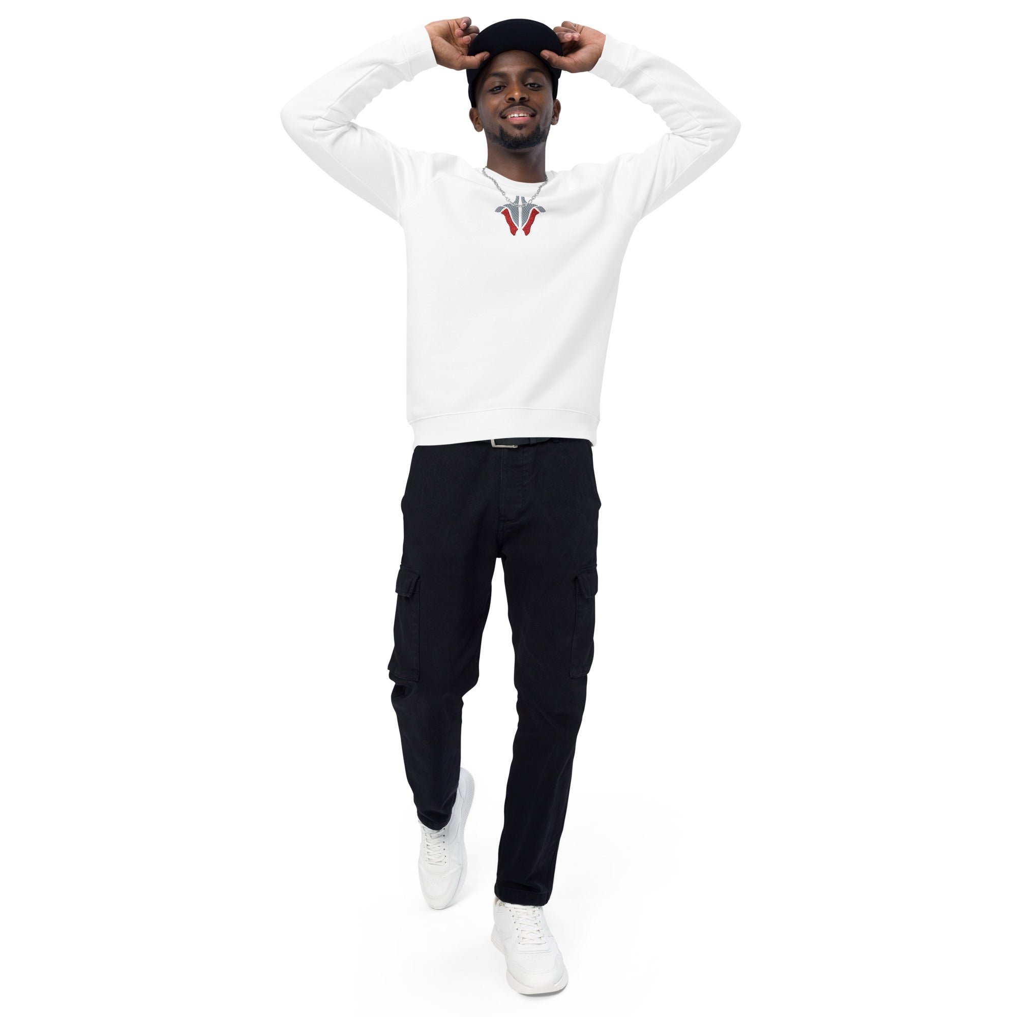 IOHA Embroidered Organic Cotton Raglan Sweater (White)
