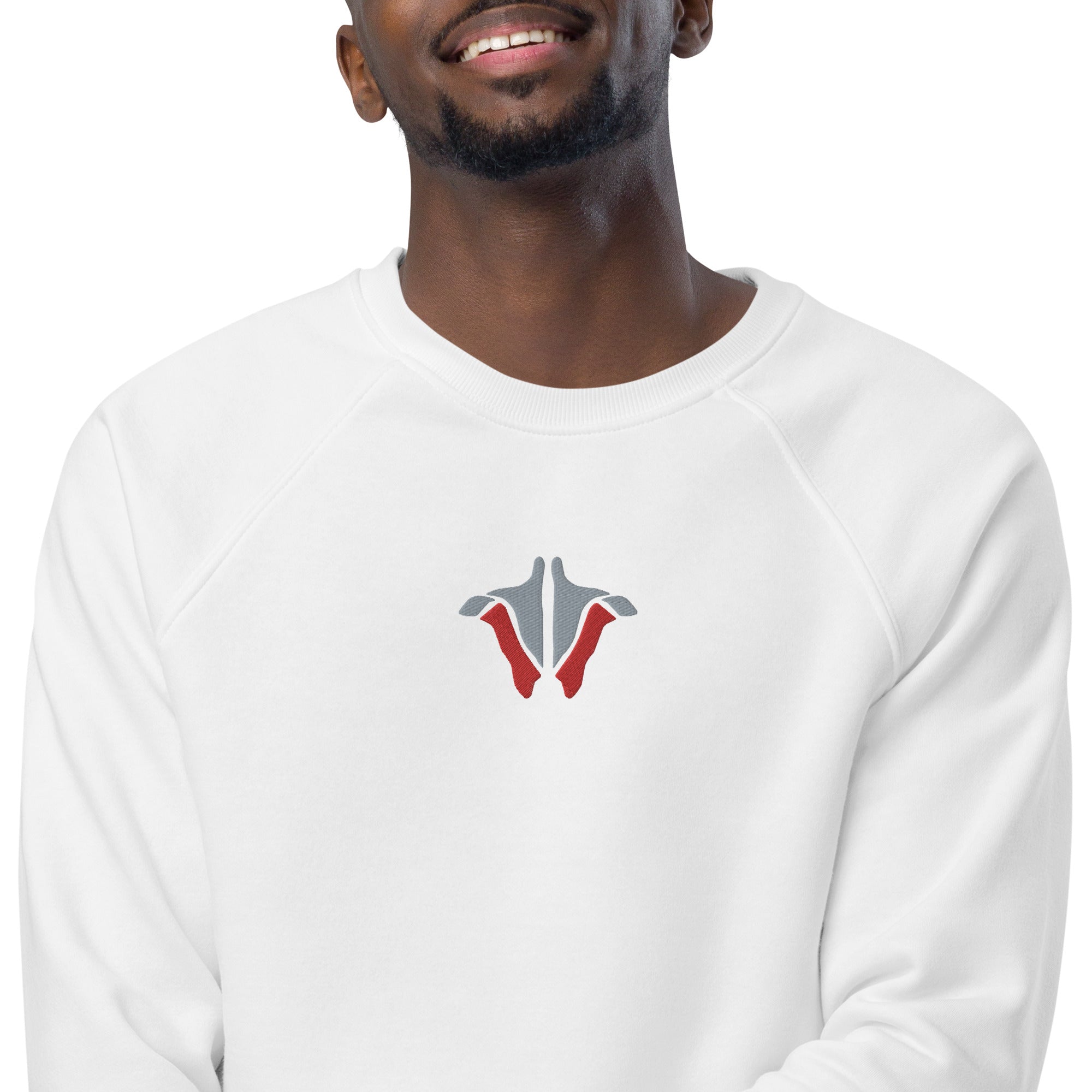IOHA Embroidered Organic Cotton Raglan Sweater (White)
