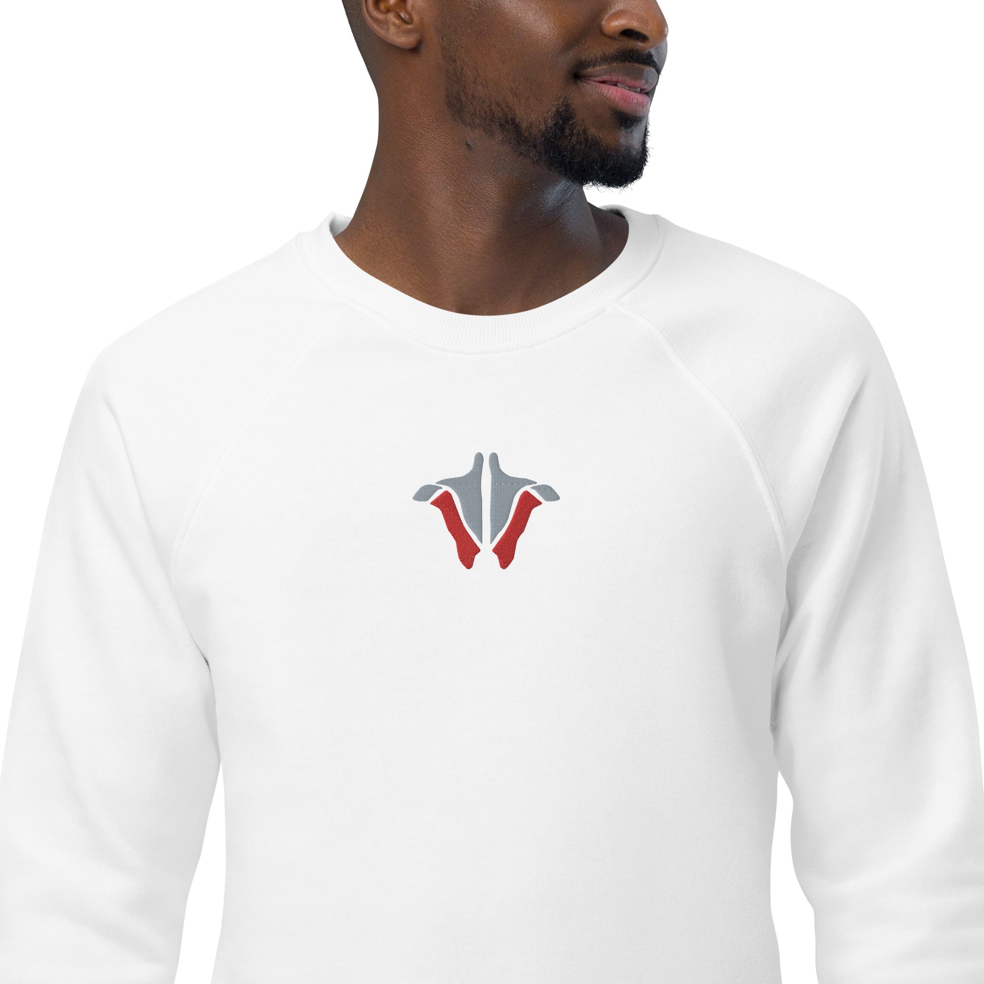 IOHA Embroidered Organic Cotton Raglan Sweater (White)